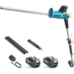 imageSEESII Cordless Pole Hedge Trimmer Electric Bush Trimmer with 20 DualAction Blade 24000mAh Battery 8Ft Telescopic Pole Adjustable Rotating Head Battery Powered Hedge Clipper for Shrub TrimmingCordless Hedge Trimmer with Pole