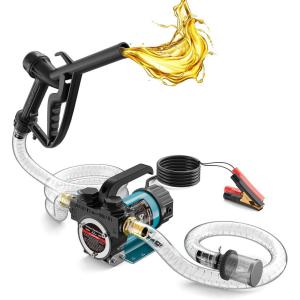imageSEESII Diesel Transfer Pump 12V 13 GPM Electric Fuel Transfer Pump Kit with Nozzle amp Hoses for Transferring Diesel Kerosene Portable DC Oil Pump for Boat Truck Home Farm FuelingBlue