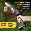 imageMini Chainsaw Cordless 8 inch Electric Chain Saw with 2 Batteries  6 Chains Battery Powered Handheld Saw for Trees Trimming Wood Cutting Perfect Gardening Tools for Men Dad Husband