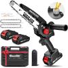 imageMini Chainsaw Cordless 8 inch Electric Chain Saw with 2 Batteries  6 Chains Battery Powered Handheld Saw for Trees Trimming Wood Cutting Perfect Gardening Tools for Men Dad Husband