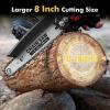 imageMini Chainsaw Cordless 8 inch Electric Chain Saw with 2 Batteries  6 Chains Battery Powered Handheld Saw for Trees Trimming Wood Cutting Perfect Gardening Tools for Men Dad Husband