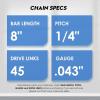 imageSEESII 8 Inch Chainsaw Chain 2 Pack with Sharpening Kit  14 LP 043 Gauge 46 Drive Links Compatible with SEESII PS800 BITOON Supstable S5 Sky TaskStar SC08 and More2 Pack 8 Inch 45DL
