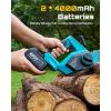 imageSEESII Electric Chainsaw Cordless 12inch Handheld Chain Saws with a 40Ah Battery Tree Saw with Toolfree Chain Tension Auto Oiling for Wood Cutting Trimming Branch2 x 4000mAh 12 Inch Pro