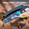 imageSEESII Electric Chainsaw Cordless 12inch Handheld Chain Saws with a 40Ah Battery Tree Saw with Toolfree Chain Tension Auto Oiling for Wood Cutting Trimming Branch1 x 2000mAh 6 Inch
