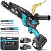 imageMini Chainsaw Cordless 8 inch Electric Chainsaw Battery Powered Brushless Chain Saw with Auto Oiler 2pcs Battery Handheld Saw for Tree Branch Wood CuttingGardening Tools for Men Dad Husband