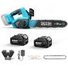 imageSEESII Electric Chainsaw Cordless 12inch Handheld Chain Saws with a 40Ah Battery Tree Saw with Toolfree Chain Tension Auto Oiling for Wood Cutting Trimming Branch2 x 4000mAh 12 Inch Pro