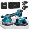 imageSEESII Suction Cup amp Tile Vibration Tool Combo 57 Tile Vibrator with 2X 2000mAh Batteries 10 Speeds 8 Vacuum Suction Lifte for GlassTile Installers Contractors DIYer 440LBS Max Load8Inch Suction Cup  57Inch Tile Vibrator
