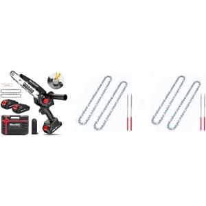 imageMini Chainsaw Cordless 8 inch Electric Chain Saw with 2 Batteries  6 Chains Battery Powered Handheld Saw for Trees Trimming Wood Cutting Perfect Gardening Tools for Men Dad Husband