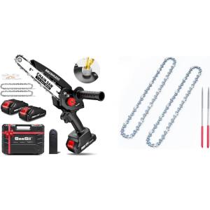 imageSeesii Chainsaw 8 Inch Mini Electric Chainsaw Cordless Battery Powered Hand Held Saw for WoodTrees Trimming Tools for Household and Garden Chain Saw Gift for Men Dad Husband Fathers Gardener