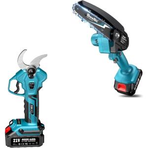 imageSeesii Electric Pruning Shears for Gardening 18 Cutting Cordless Power Pruner  Brushless Motor Dual 40Ah BatterySeesii Mini Chainsaw Cordless 6inch