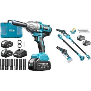 imageSeesii Impact Wrench 665 FTLBS 3300IPM 12 Impact Gun High Torque amp 2in1 Cordless Pole Saws