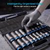 image12 Inch Drive Impact Socket Set 11Piece Metric 1024mm Professional Chromoly Steel CRMO 6Point Shallow Sockets for Impact Wrench Automotive Repair amp General Mechanic ToolsSAEMetric Deep  22pc