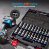 image12 Inch Drive Impact Socket Set 11Piece Metric 1024mm Professional Chromoly Steel CRMO 6Point Shallow Sockets for Impact Wrench Automotive Repair amp General Mechanic ToolsSAEMetric Deep  22pc