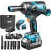 imageSeesii Upgraded Cordless Impact Wrench 885Ftlbs 1200Nm 12 Impact Gun with Detachable Side Handle 21V High Torque Power Impact Driver 2x 40Ah Batteries for Family CarPickup TruckMowerBlue12