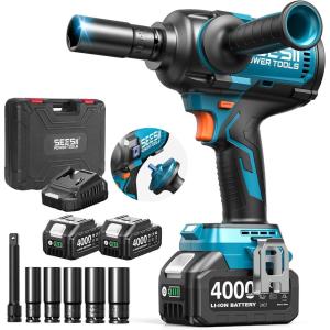 imageSeesii Upgraded Cordless Impact Wrench 885Ftlbs 1200Nm 12 Impact Gun with Detachable Side Handle 21V High Torque Power Impact Driver 2x 40Ah Batteries for Family CarPickup TruckMowerBlue16