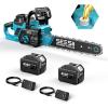 imageSEESII 40V 18Inch Electric Chainsaw Cordless Chainsaw with 2 x 50Ah Batteries amp Fast Chargers 2200W Brushless Battery Powered Chain Saw AutoOiling Electric Saw for Tree Felling and Wood CuttingBlue