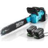 imageSEESII 40V 18Inch Electric Chainsaw Cordless Chainsaw with 2 x 50Ah Batteries amp Fast Chargers 2200W Brushless Battery Powered Chain Saw AutoOiling Electric Saw for Tree Felling and Wood CuttingCerulean