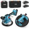 imageSEESII Tile Vibration Tool Pro Set 145mm Vibration Leveling Machine amp 8 Vacuum Suction CupTile Vibrator With 2 x 2000 mAh Batteries for Leveling Marble Ceramic Paver Granite amp Concrete