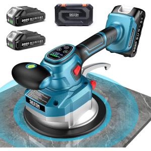 imageSEESII Tile Vibration Tool 145mm Vibration Leveling Machine 10Hours Long Lasting Tile Vibrator With 10 Speeds For Laying Floor Wall Larger Tiles6X6  48X48 Tile Installers DIYer