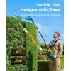 imageSEESII 20V Pole Hedge Trimmer Cordless 16 Electric Hedge Trimmer with Extension Pole 8FT Telescopic Pole with Shoulder Strap 2 Packs 40Ah Batteries amp Charger Long Reach Bush Shrub TrimmerBlue