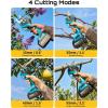 imageSEESII 2in1 Pole Pruning Shears 22 Cutting Diameter Cordless Electric Pole Pruners 24000mAh Batteries Brushless Motor Extra SK5 Blade 4 Mode Adjustable Garden Shears for Tree Flower TrimmingLight Blue