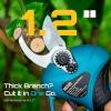 imageSeesii 2in1 Electric Pruning Shears with Pole 15Ft Reach 12 Cutting Diameter 21V 4000mAh Battery Cordless Pruner with Brushless Motor for Orchard Flower Branch Tree TrimmingBlue