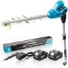 imageSEESII 20V Pole Hedge Trimmer Cordless 16 Electric Hedge Trimmer with Extension Pole 8FT Telescopic Pole with Shoulder Strap 2 Packs 40Ah Batteries amp Charger Long Reach Bush Shrub TrimmerBlue