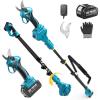 imageSeesii 2in1 Electric Pruning Shears with Pole 15Ft Reach 12 Cutting Diameter 21V 4000mAh Battery Cordless Pruner with Brushless Motor for Orchard Flower Branch Tree TrimmingLight Blue