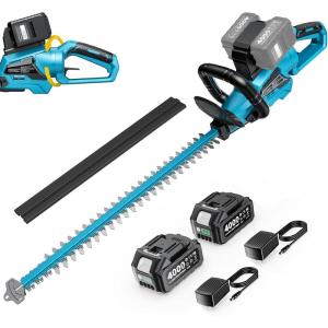 imageSEESII 40V Hedge Trimmer Cordless 24 Electric Hedge Trimmer 26000 RPM Bush Trimmer with 2 Packs 40Ah Batteries amp Charger 1 Blade Gap Shrub Trimmer with 180 Rotatable Head BlueBlue