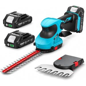 imageSeesii 2in1 Cordless Hedge Trimmer 12 Electric Bush Trimmer amp 6 Grass Shears  Dual 20 Ah Batteries DualAction SK5 Blade Rotating Handle Handheld Shrub Grass Cutter for Garden Yard Lawn