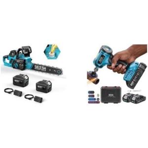 imageSEESII 40V 16Inch Cordless Chainsaw  Cordless Right Angle Die Grinder Kit 14