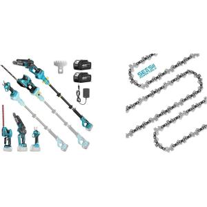 imageSEESII Cordless Pole Chainsaw Hedge Trimmer Pruning Shears with 3 Pack Chainsaw Chains