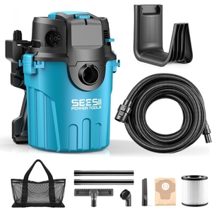 image:imageSeesii Garage Vacuum Wall Mounted Shop Vac 66 Gallon 55 Peak HP Shop Vacuum Wet and Dry with 30Ft Flexible Hose Attachments Storage Bag Cartridge Filter Ideal for Garage Car Workshop HomeDeep Blue