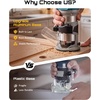 image:imageSEESII Cordless Wood Router 21V Brushless Compact Palm Router with 240Ah Battery Aluminum Base LED Display Dust Extraction 6Speed Adjustment amp 8PCS 14Router Bits Trimmer for WoodworkingBlue