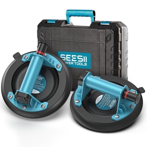 image:imageSEESII 4in1 Electric Suction Cups for Tile Lifting Drill Seam amp Leveling 10 Large Glass Suction Cup Heavy Duty Vacuum Lifter with 280KG617LBS Max Load 4X 3000mAh Batteries Digital DisplayBlue